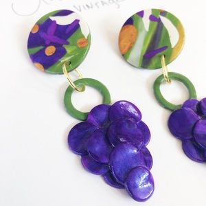 Retro Modern “Grape” Kitschy Polymer Clay Earrings